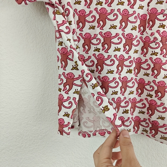 Roller Rabbit Pima Cotton Monkey Printed Short Sleeve Pajama T-shirt Size Small - Picture 7 of 14